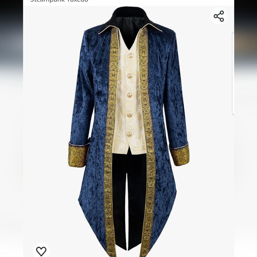 Crubelon Men's Steampunk Vintage Tailcoat Jacket Gothic Halloween Costume 2XL
